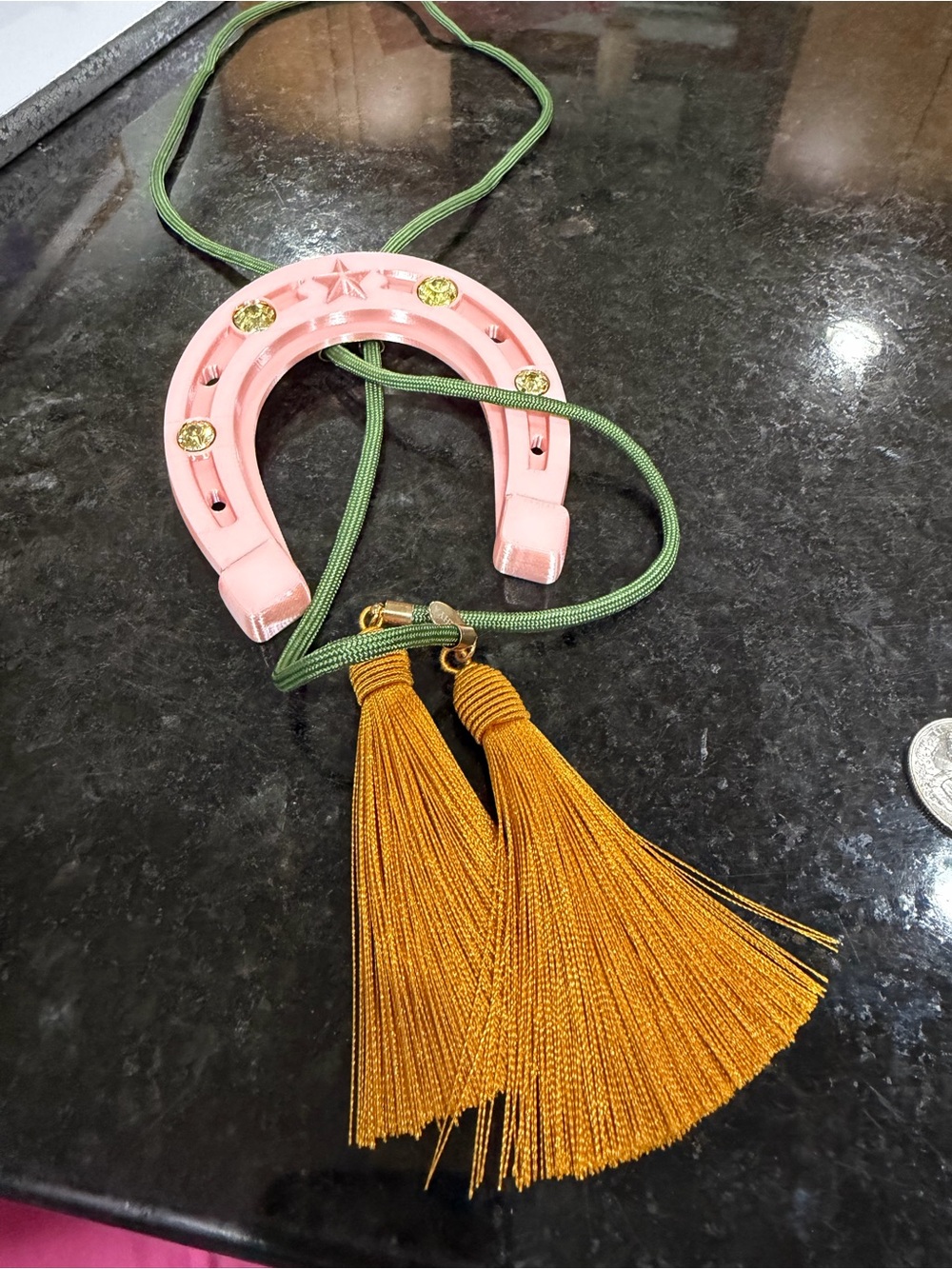Horseshoe Bolo Necklace with Gold Tassels